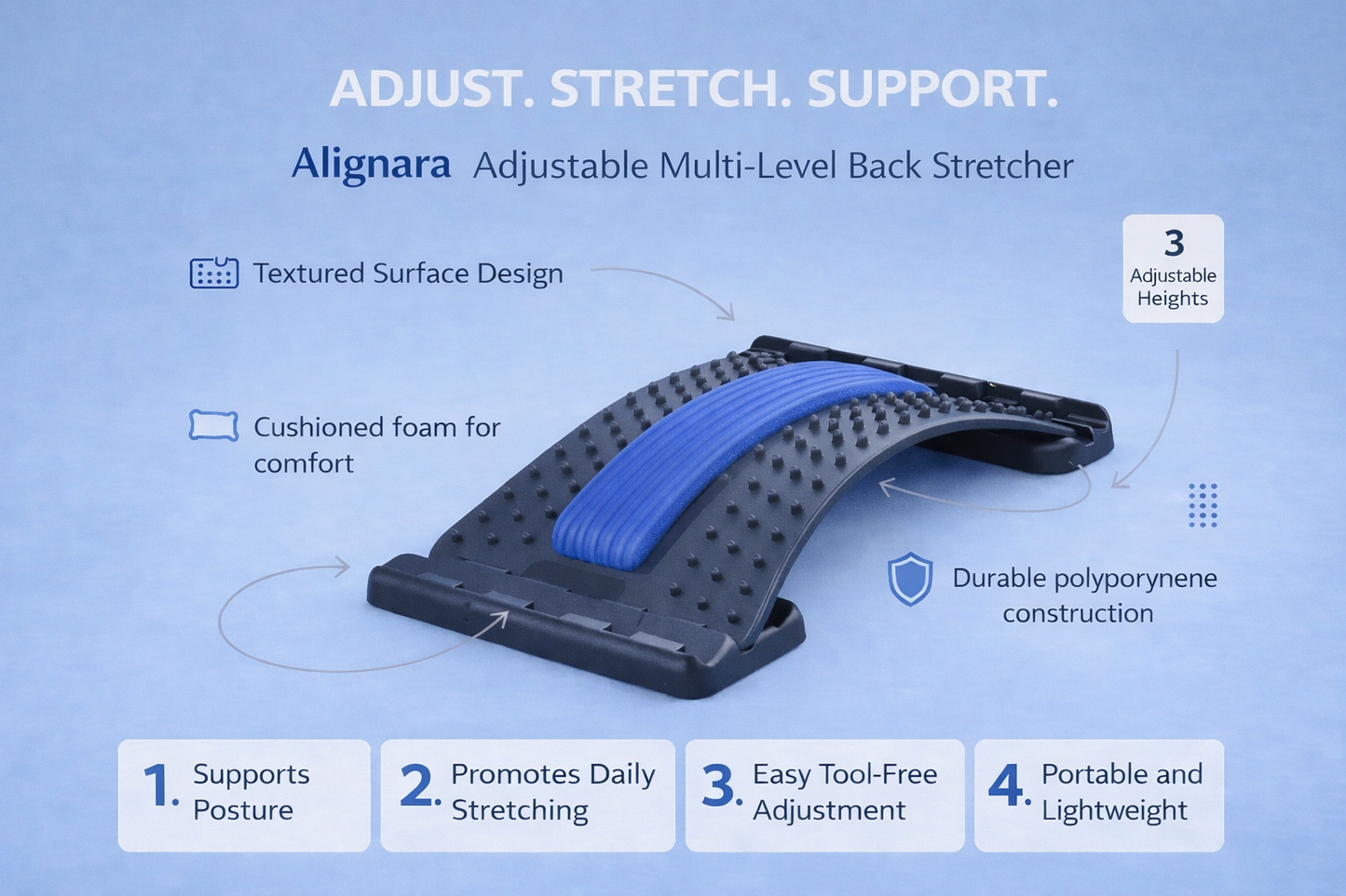 Alignara Adjustable Multi-Level Back Stretcher