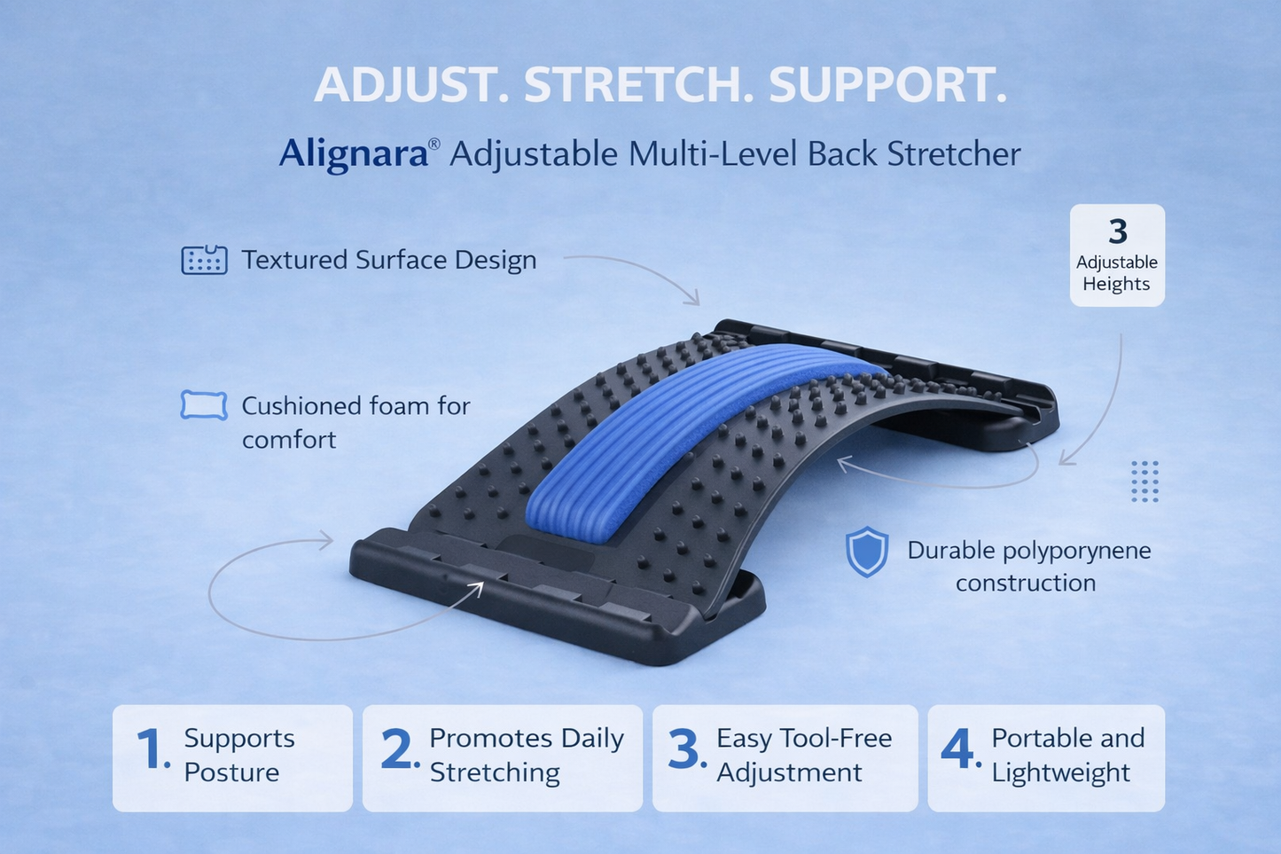 Alignara Adjustable Multi-Level Back Stretcher